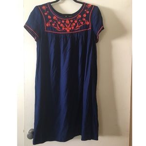 Navy Blue Embroidered Dress